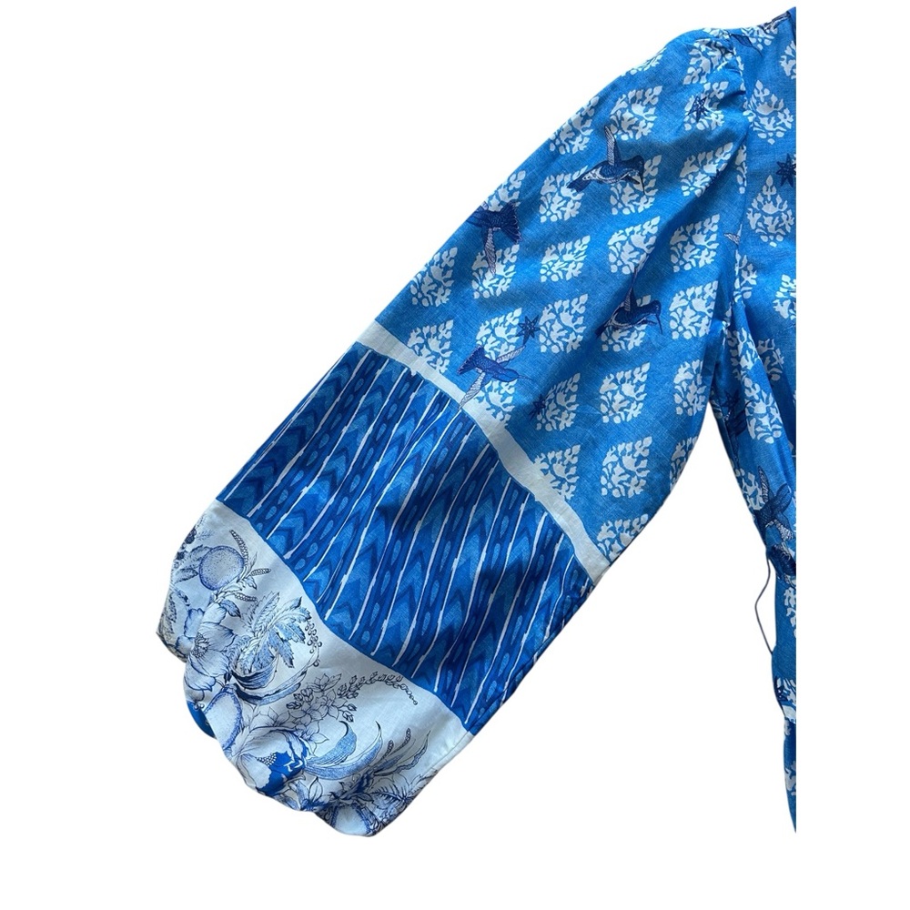 A LOVES A Cobalt Blue Long Sleeve Cotton Maxi Dress Boho Cottage Medium NWT - Picture 7 of 16